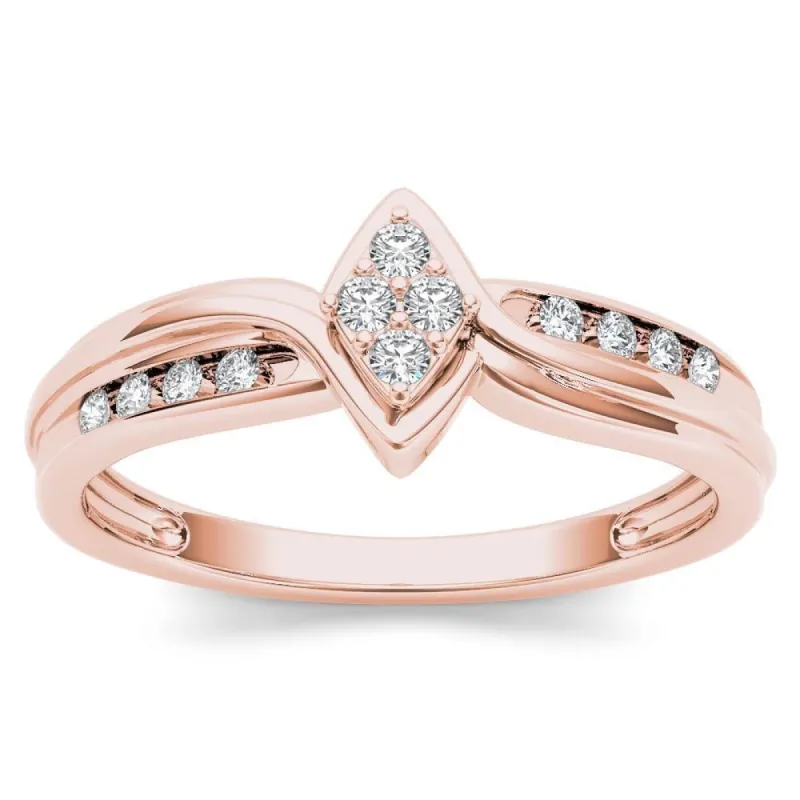 De Couer IGI Certified 10k Rose Gold 1/10ct TDW Diamond Cluster Engagement Ring - Pink sold by Zulily