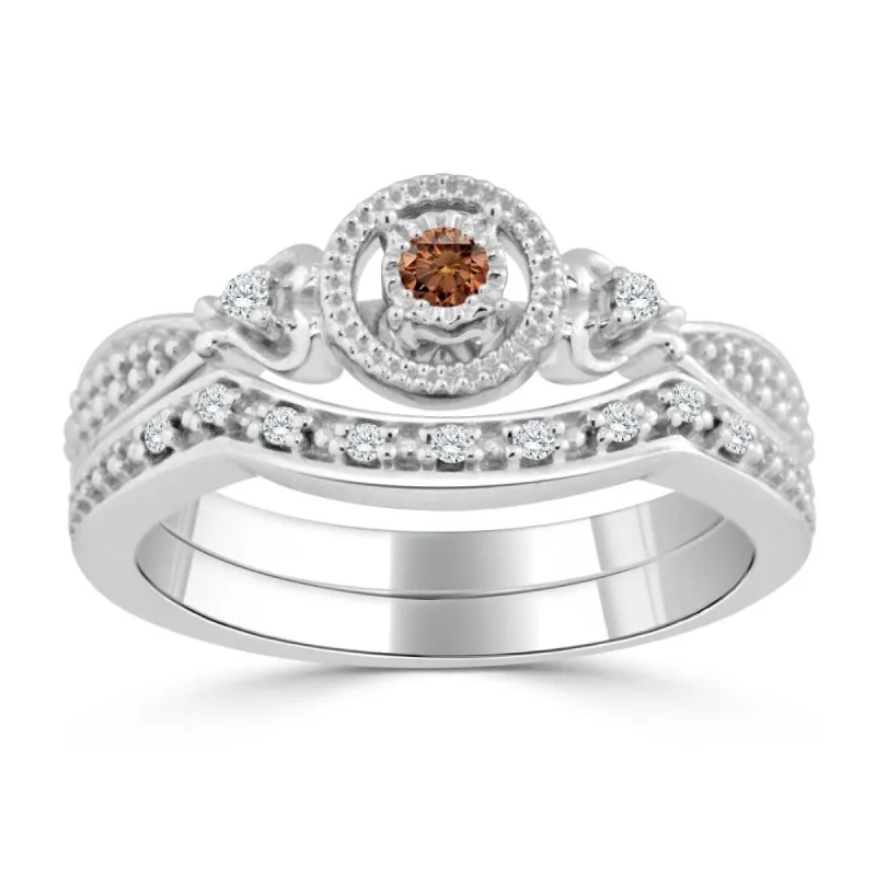 14k Gold 1/4ct TDW Brown Diamond Engagement Ring Set by Auriya sold by Zulily