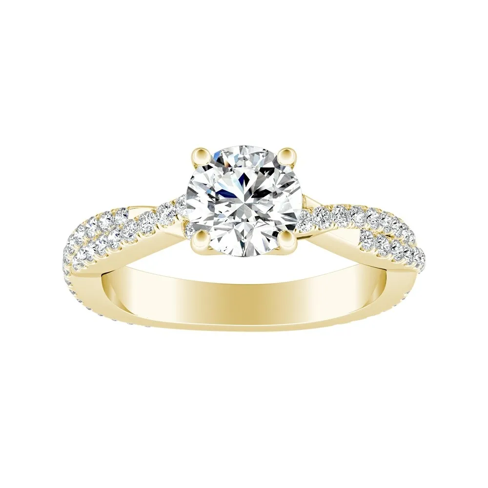 Auriya 14k Gold 3ct Twisted Moissanite and 1/2ctw Diamond Engagement Ring sold by Zulily product image thumbnail 3