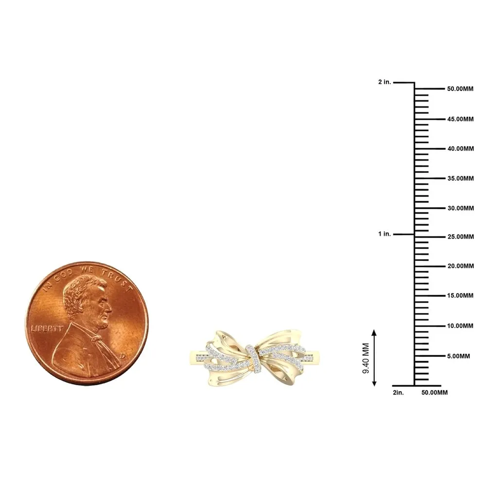 1/8ct TDW Diamond Knot Bow Fashion Ring in 10k Gold by De Couer sold by Zulily product image thumbnail 2