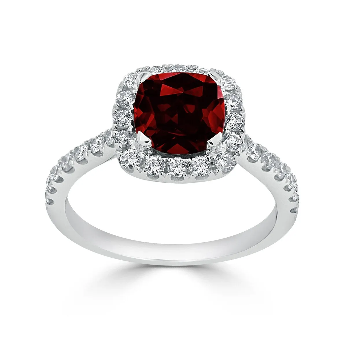 Auriya 1 3/8ct Cushion-cut Garnet and Halo Diamond Engagement Ring 1/2cttw 14k Gold sold by Zulily product image thumbnail 4