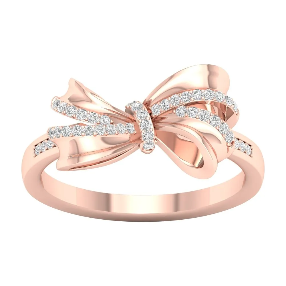 1/8ct TDW Diamond Knot Bow Fashion Ring in 10k Gold by De Couer sold by Zulily product image thumbnail 3
