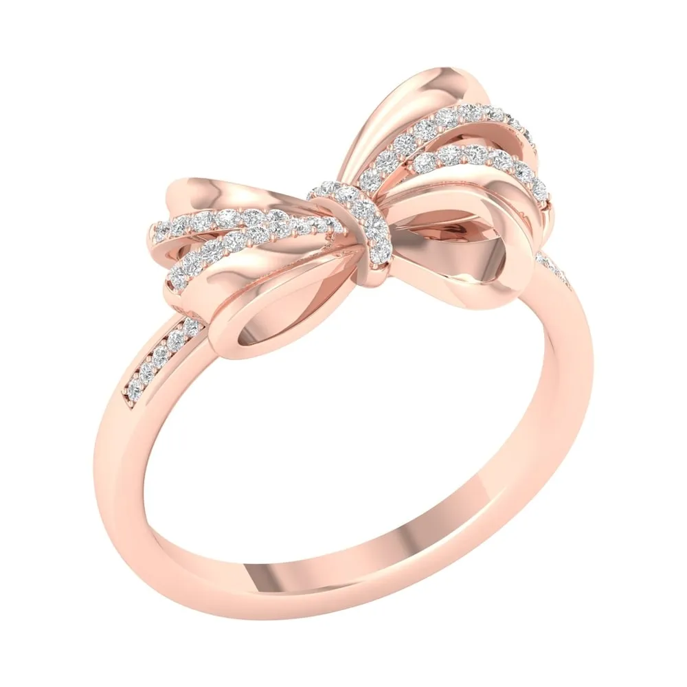 1/8ct TDW Diamond Knot Bow Fashion Ring in 10k Gold by De Couer sold by Zulily product image thumbnail 4