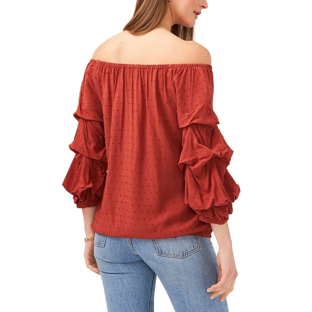 Vince Camuto Women's Clip Dot Bubble Sleeve Blouse Red sold by Zulily product image thumbnail 2