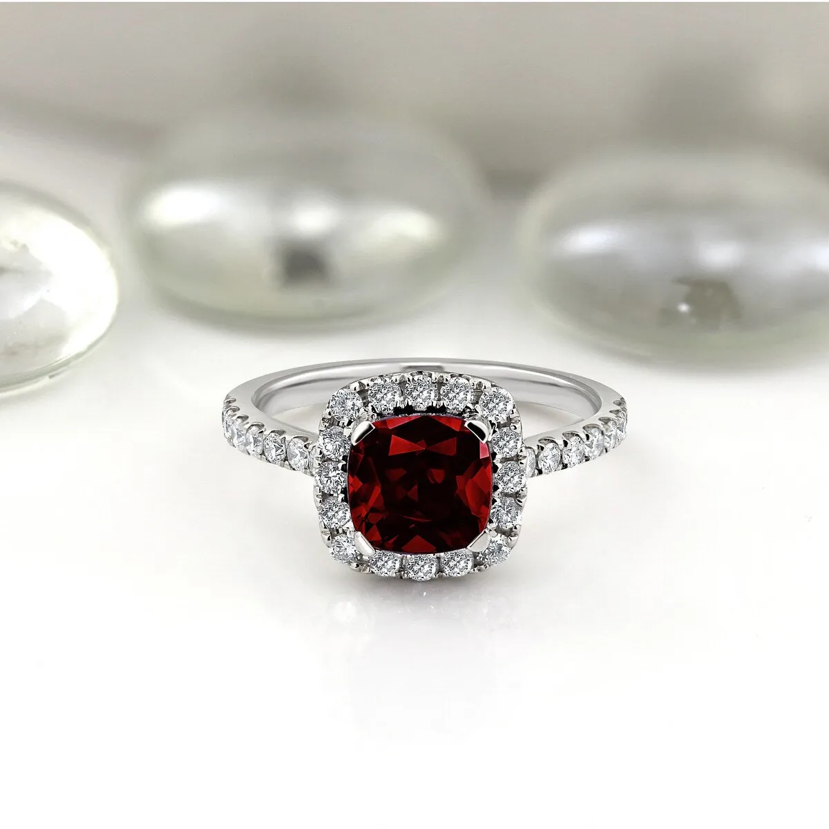 Auriya 1 3/8ct Cushion-cut Garnet and Halo Diamond Engagement Ring 1/2cttw 14k Gold sold by Zulily