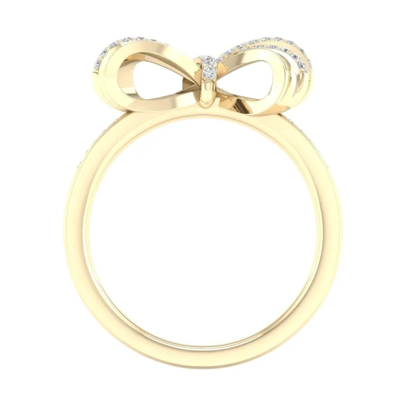 1/8ct TDW Diamond Knot Bow Fashion Ring in 10k Gold by De Couer sold by Zulily
