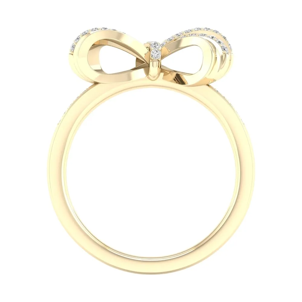 1/8ct TDW Diamond Knot Bow Fashion Ring in 10k Gold by De Couer sold by Zulily