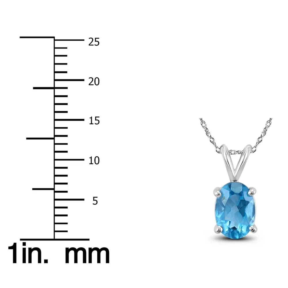 14K White Gold 7x5MM Oval Blue Topaz Pendant sold by Zulily product image thumbnail 3