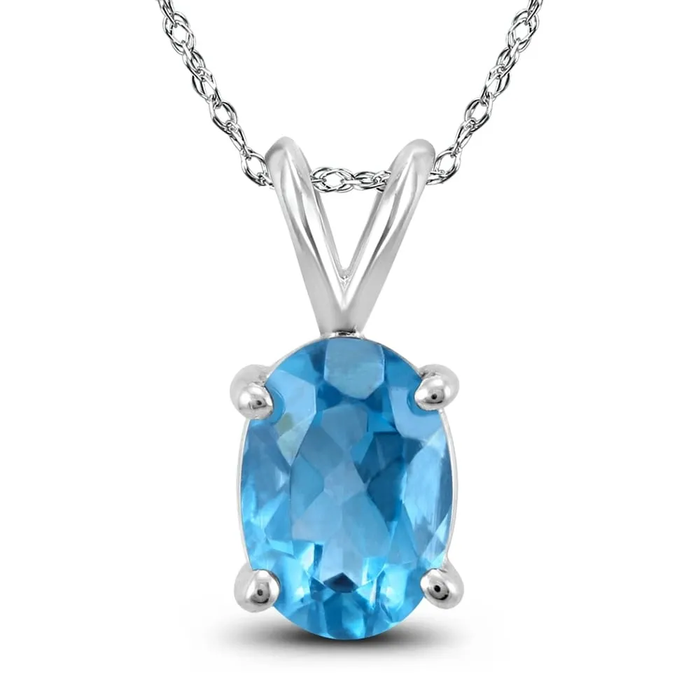 14K White Gold 7x5MM Oval Blue Topaz Pendant sold by Zulily