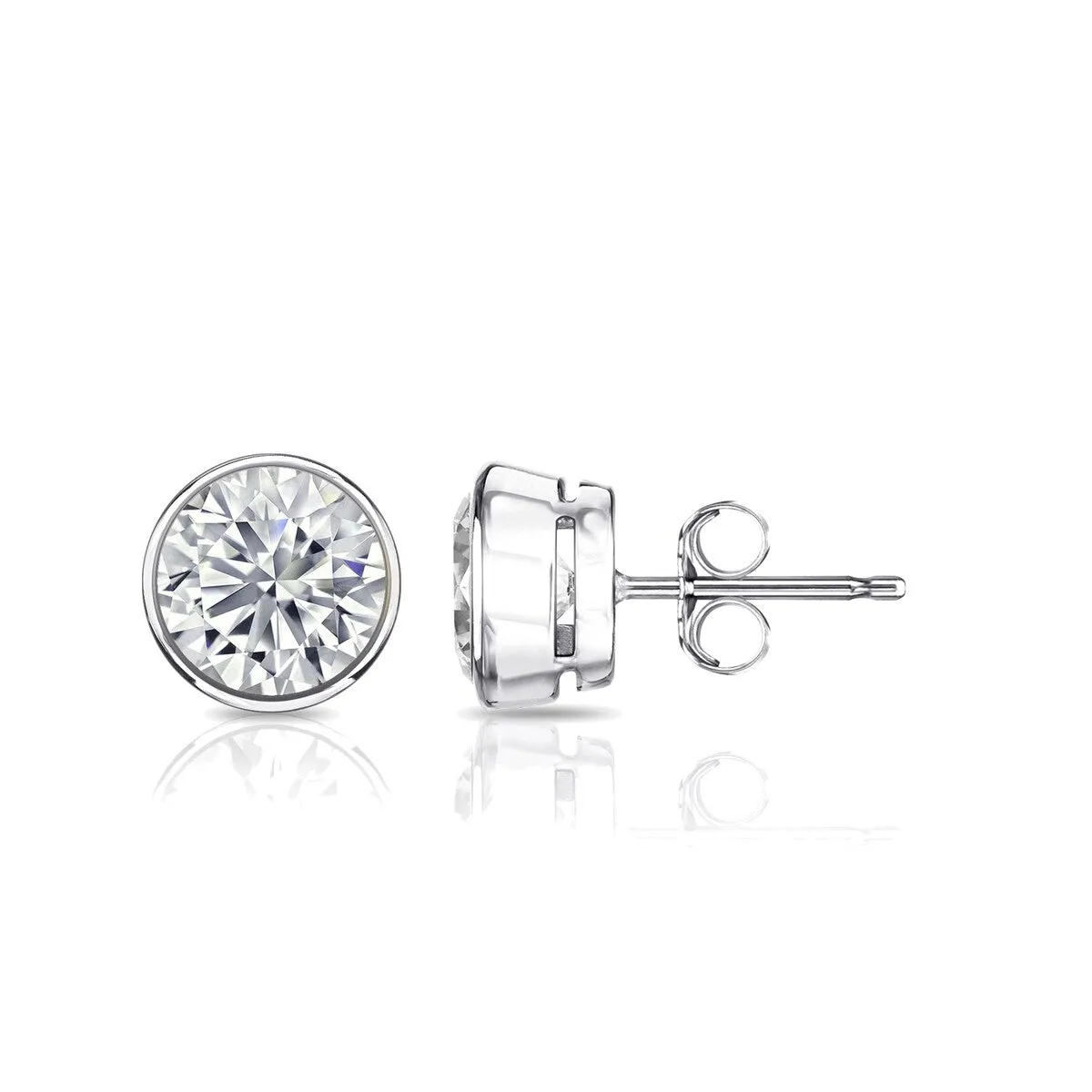 Auriya 14k Gold 2ctw Bezel-set Round Moissanite Stud Earrings - 6.5 mm sold by Zulily product image thumbnail 3