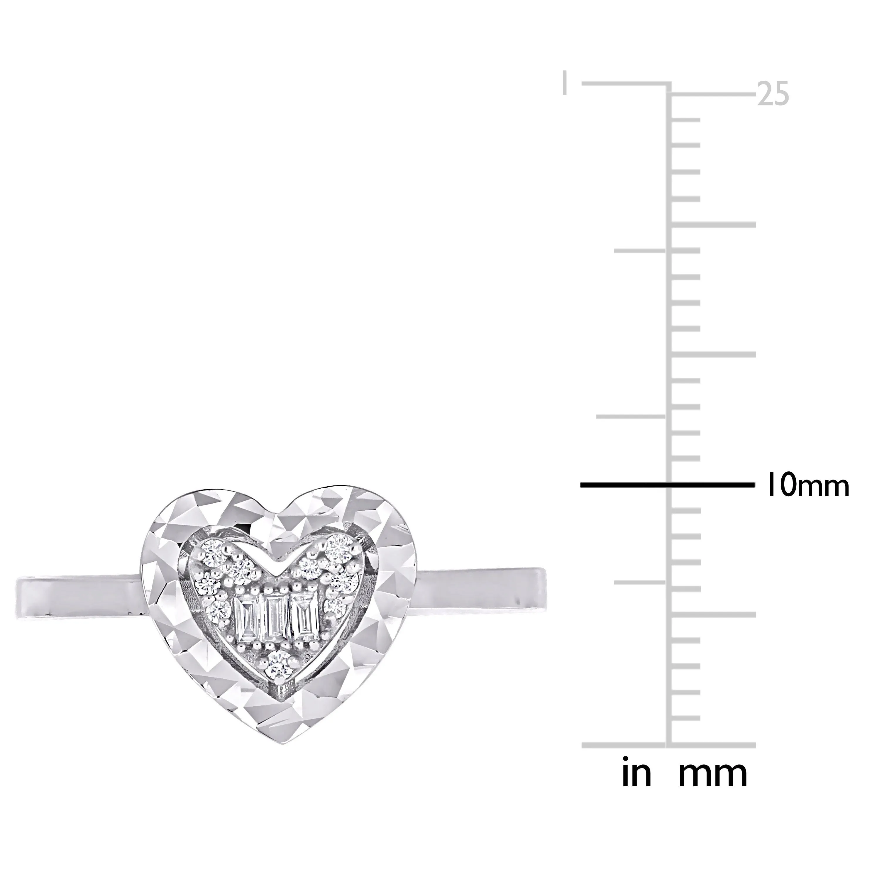 Miadora Parallel Baguette-Cut and Round-Cut Heart Shape Diamond Accent Ring in 14k White Gold sold by Zulily product image thumbnail 2