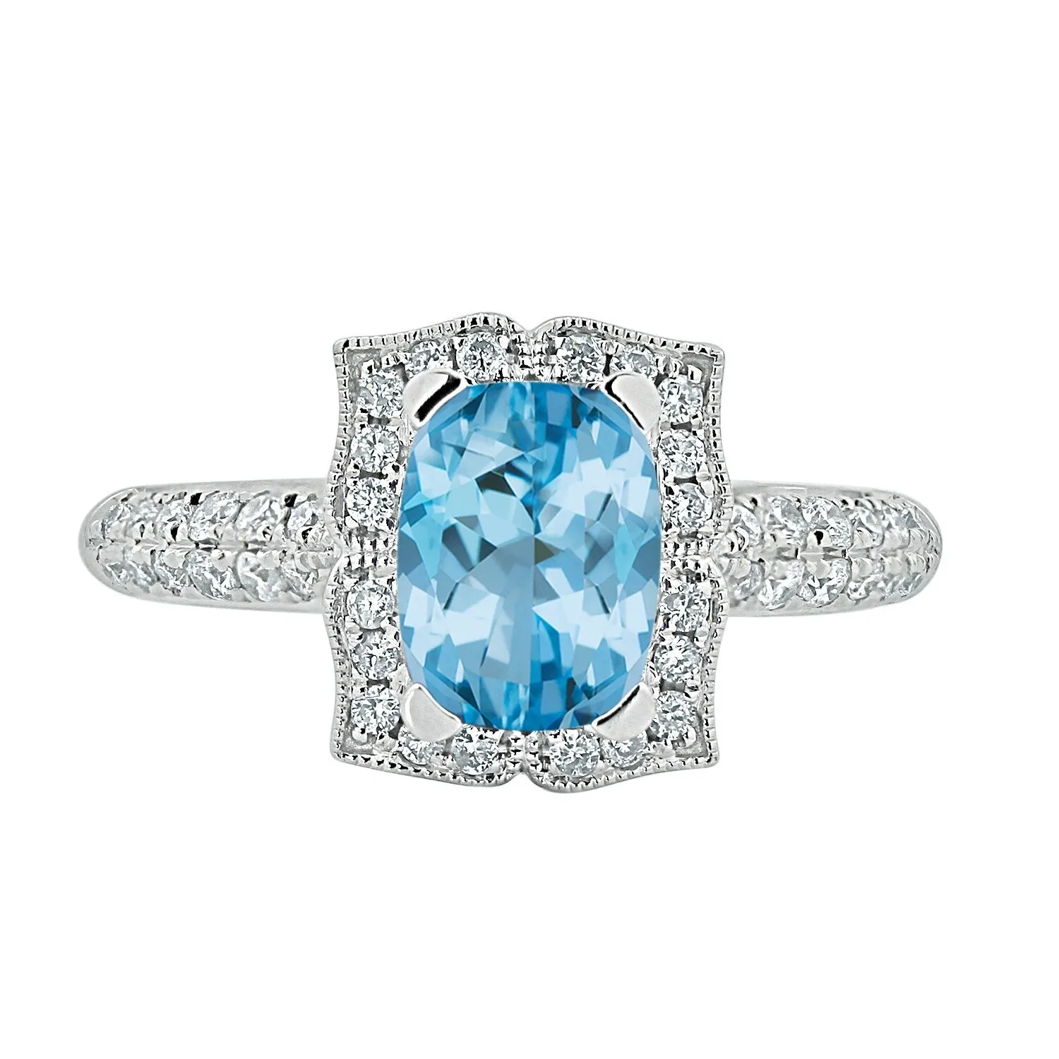 Auriya 1 3/8ct Fancy Cushion-cut Sky Blue Topaz Halo Diamond Engagement Ring 1/3ctw 14k Gold sold by Zulily product image thumbnail 2