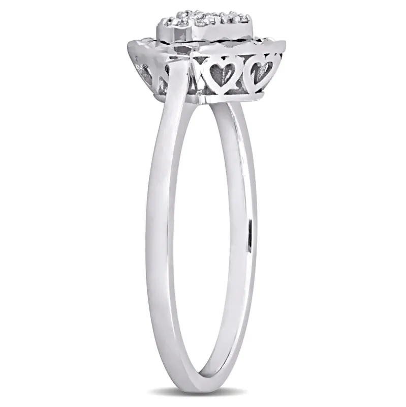 Miadora Parallel Baguette-Cut and Round-Cut Heart Shape Diamond Accent Ring in 14k White Gold sold by Zulily