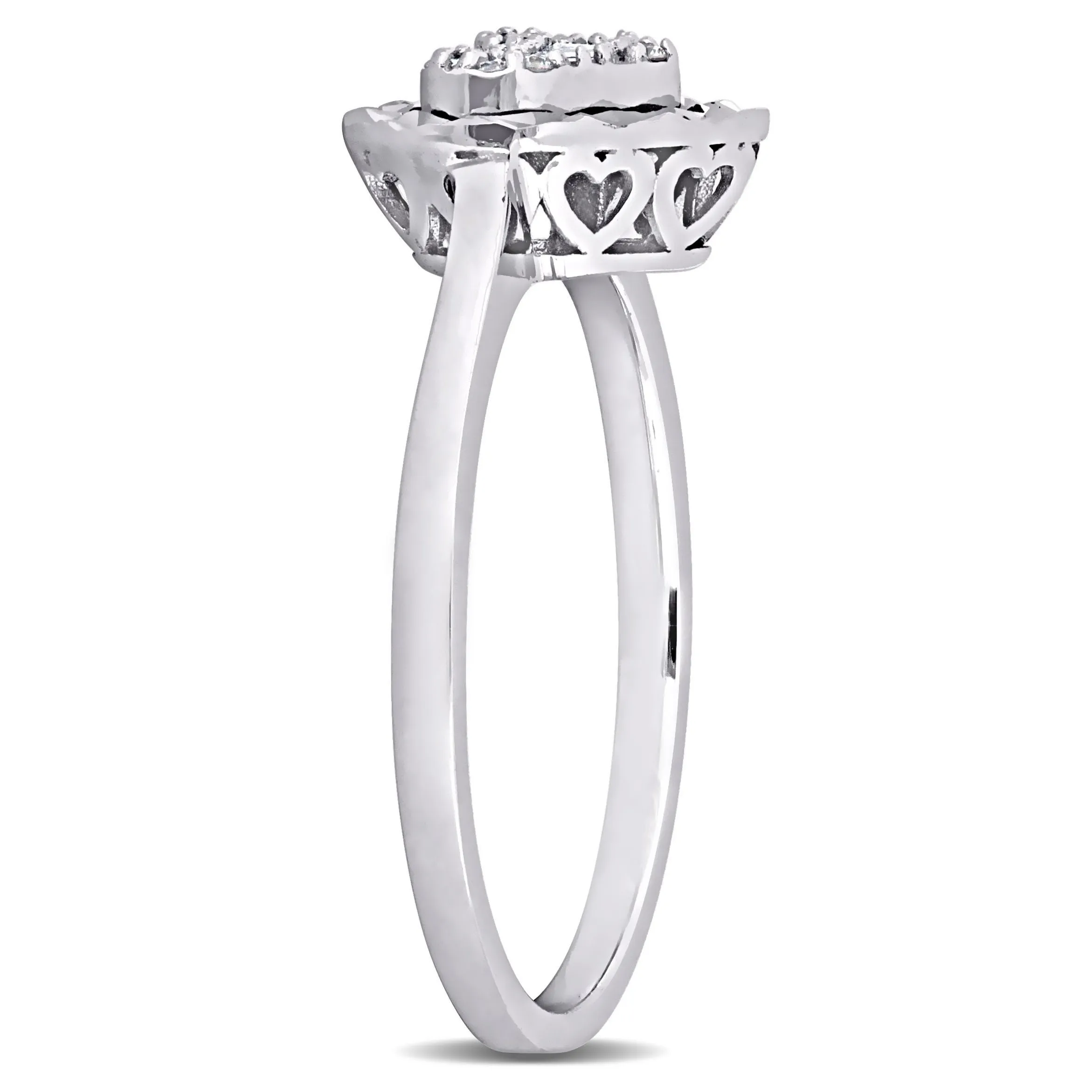 Miadora Parallel Baguette-Cut and Round-Cut Heart Shape Diamond Accent Ring in 14k White Gold sold by Zulily