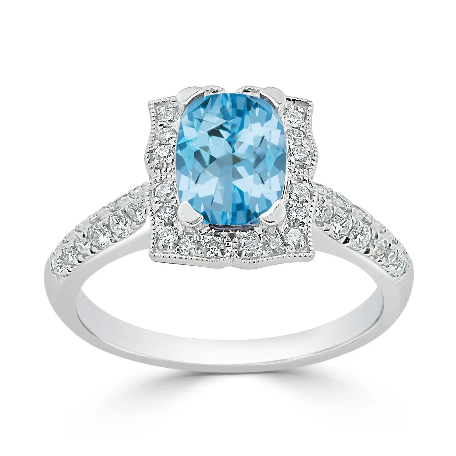 Auriya 1 3/8ct Fancy Cushion-cut Sky Blue Topaz Halo Diamond Engagement Ring 1/3ctw 14k Gold sold by Zulily product image thumbnail 3