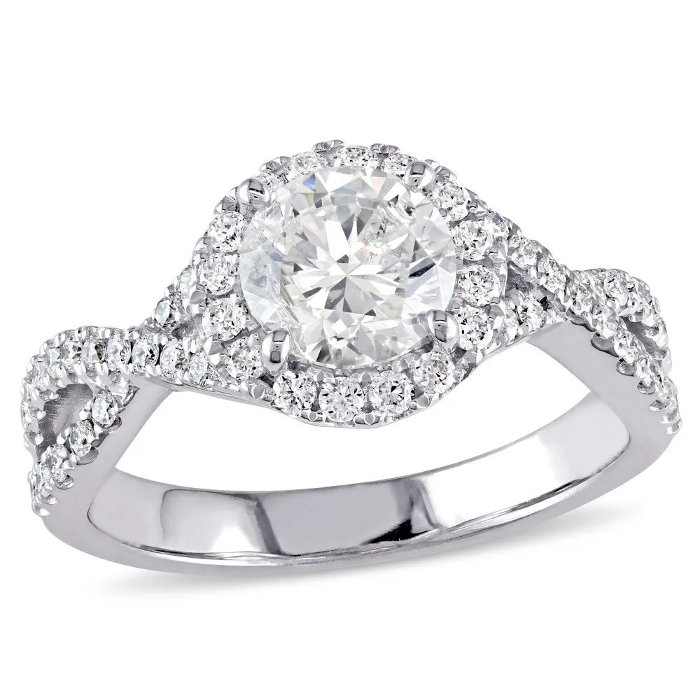 Miadora Signature Collection 14k White Gold 1 3/8ct TDW Diamond Crossover Infinity Engagement Ring sold by Zulily product image thumbnail 2