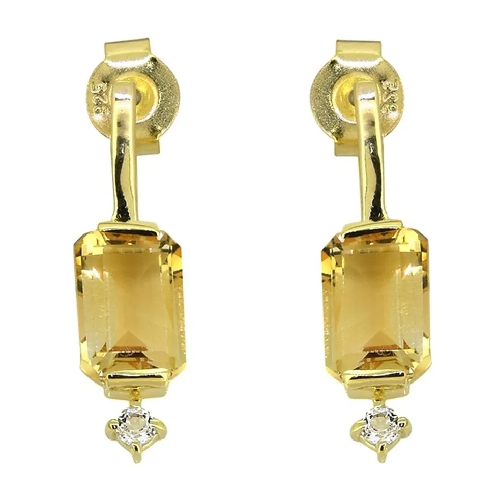 14K Gold Over 925 Silver Minimalist Citrine White Topaz Drop Earrings sold by Zulily product image thumbnail 2