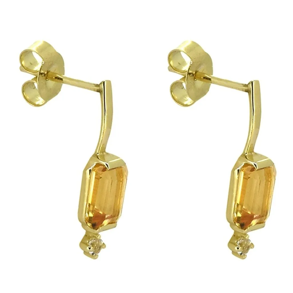 14K Gold Over 925 Silver Minimalist Citrine White Topaz Drop Earrings sold by Zulily product image thumbnail 3