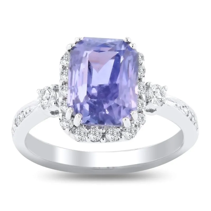 Auriya 18k White Gold Certified 4ct Rare Sapphire and 3/8ct TDW Diamond Ring sold by Zulily