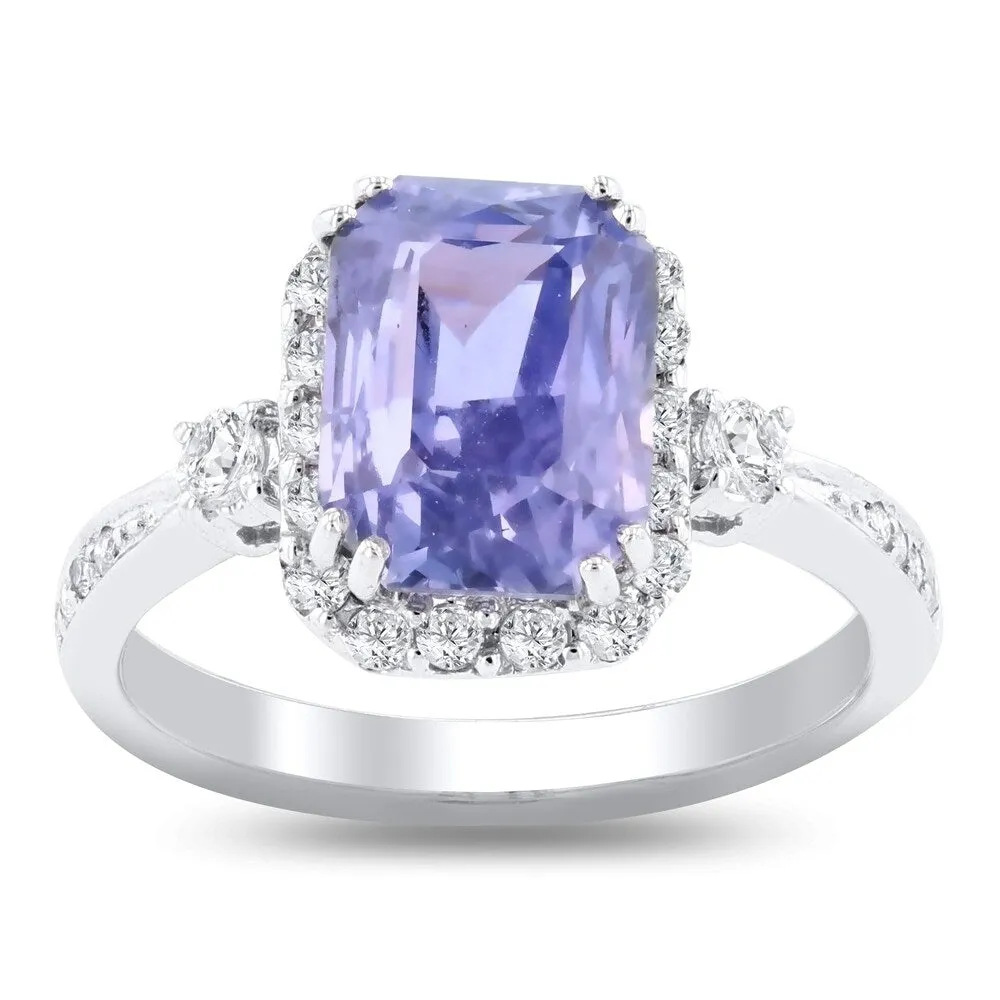 Auriya 18k White Gold Certified 4ct Rare Sapphire and 3/8ct TDW Diamond Ring sold by Zulily