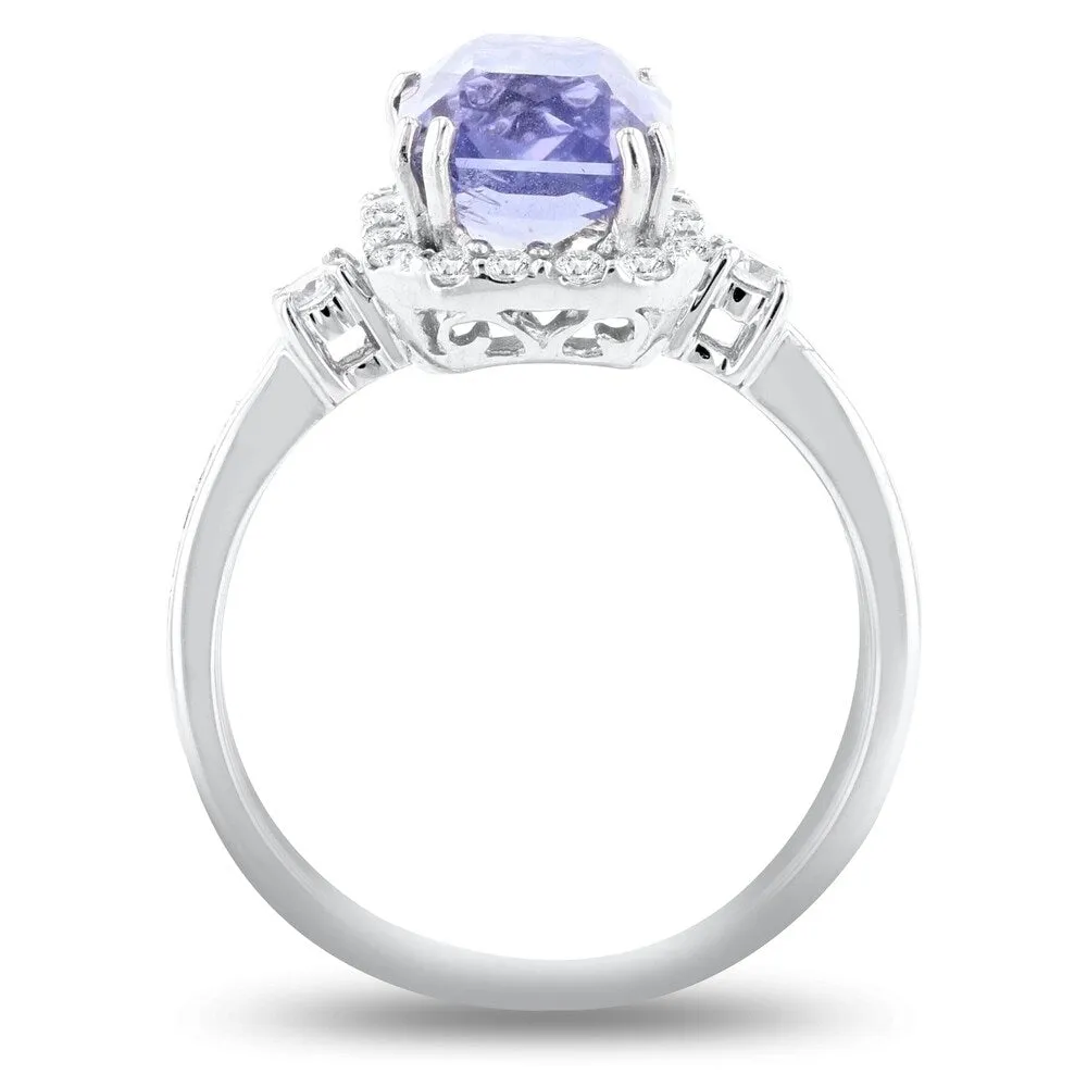 Auriya 18k White Gold Certified 4ct Rare Sapphire and 3/8ct TDW Diamond Ring sold by Zulily product image thumbnail 4