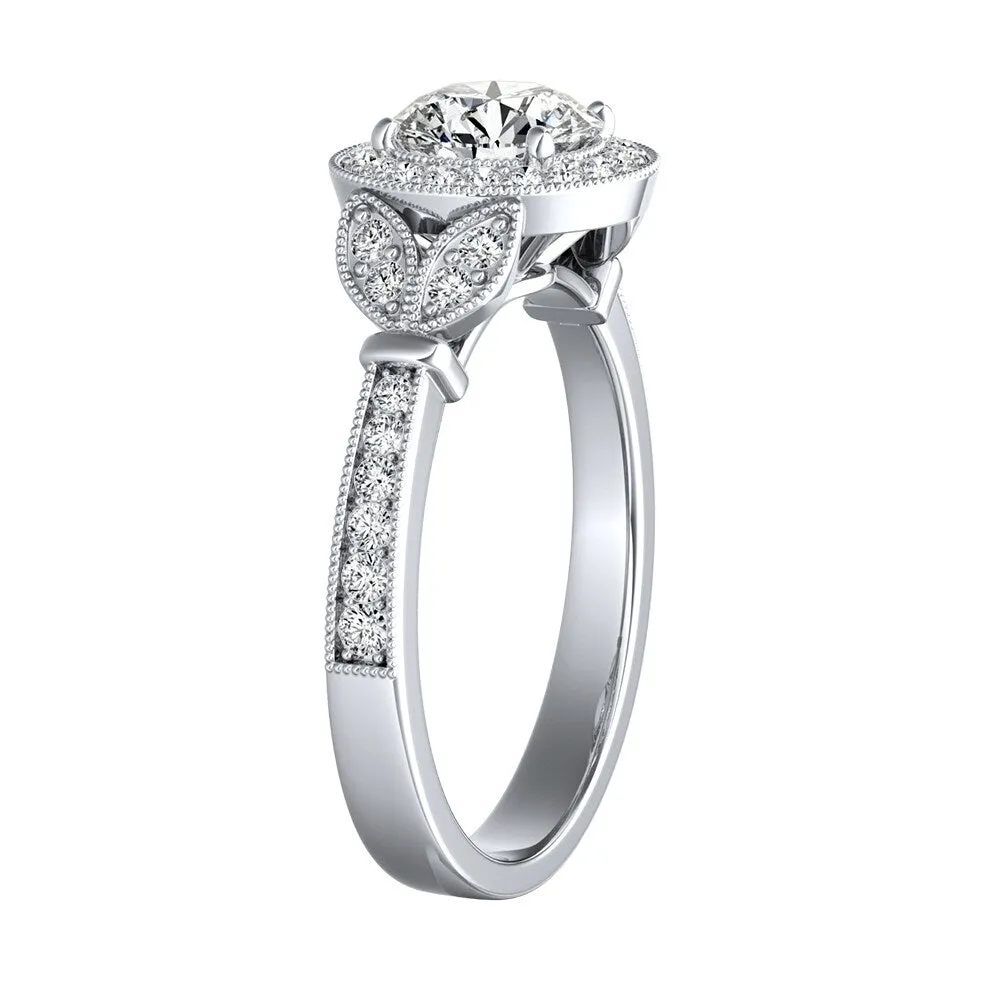 Auriya 14k Gold Vintage Floret 3ct Moissanite and 1/4ctw Halo Diamond Engagement Ring sold by Zulily product image thumbnail 4