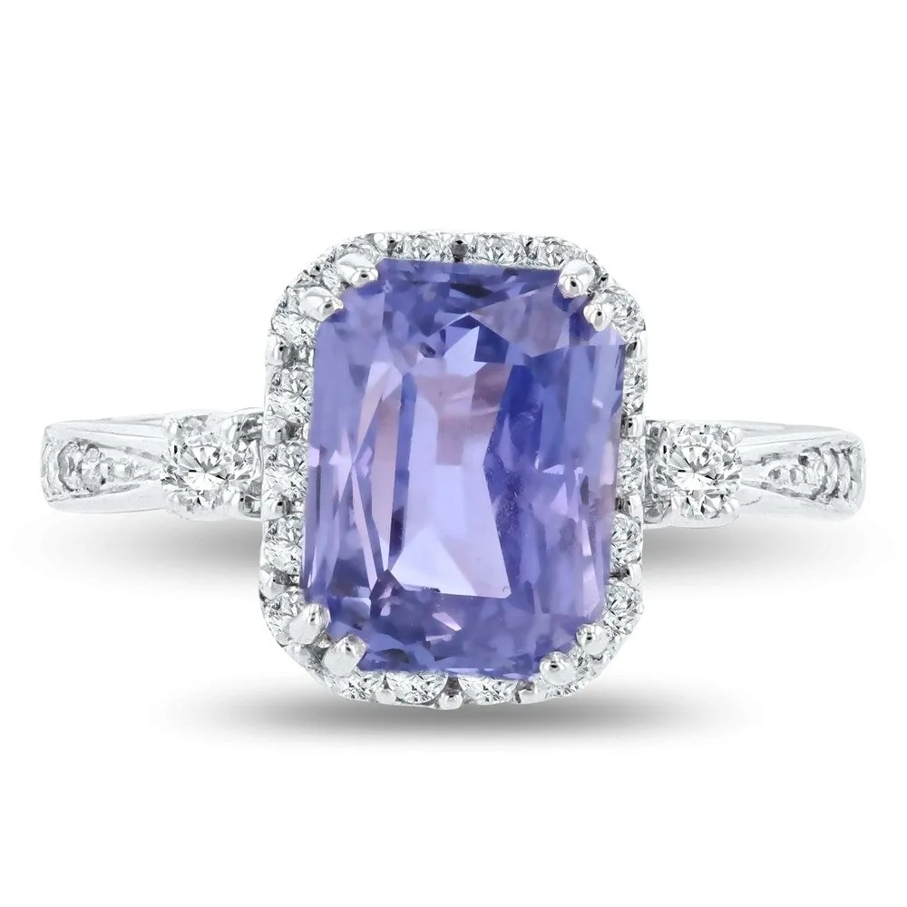 Auriya 18k White Gold Certified 4ct Rare Sapphire and 3/8ct TDW Diamond Ring sold by Zulily product image thumbnail 2