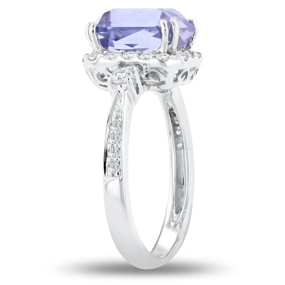 Auriya 18k White Gold Certified 4ct Rare Sapphire and 3/8ct TDW Diamond Ring sold by Zulily product image thumbnail 3