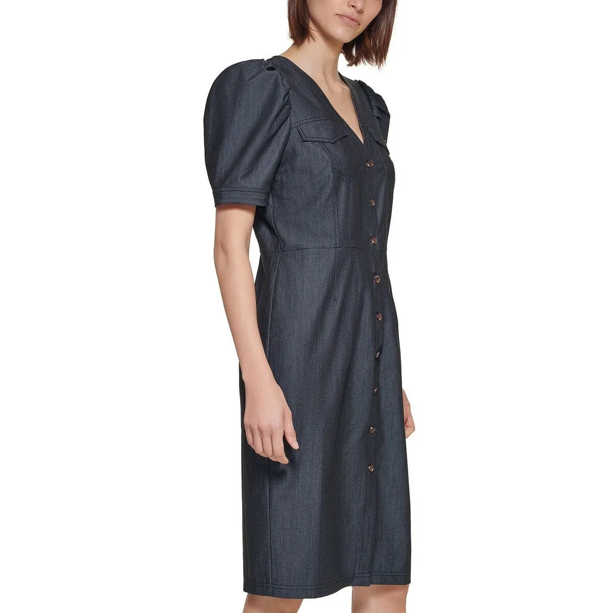 Calvin Klein Women's Denim Puff Sleeve Sheath Dress Blue Size 10 sold by Zulily product image thumbnail 3