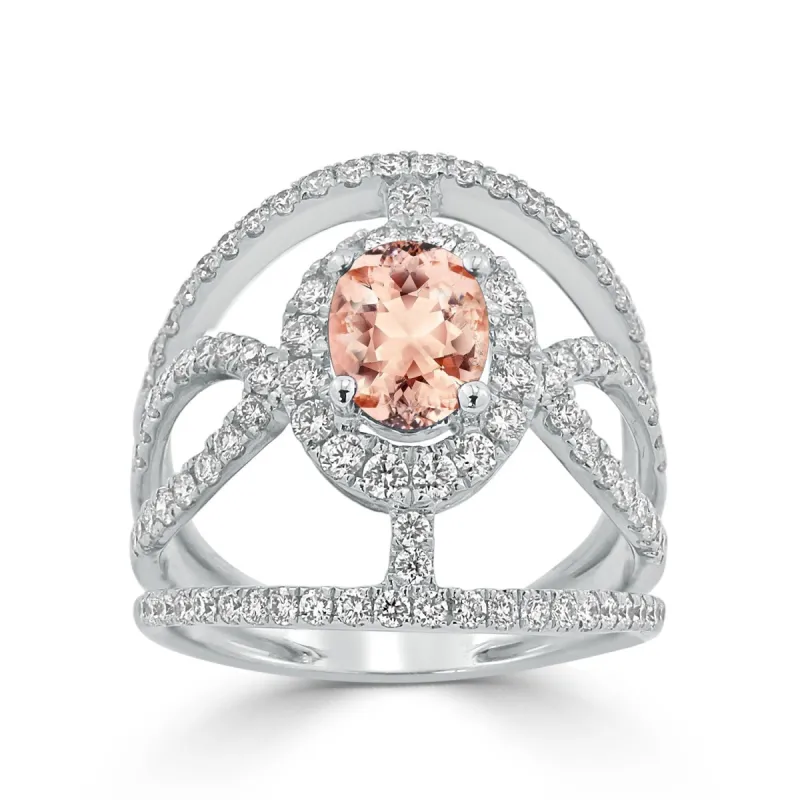 Auriya Modern 5/8ct Oval-cut Morganite and Diamond Ring 1ctw 18K Gold sold by Zulily