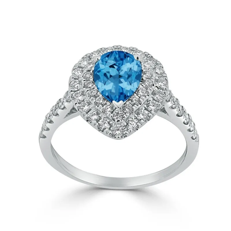 Auriya 1 1/3ct Pear Shape Blue Topaz Halo Diamond Engagement Ring 5/8ctw 18K Gold sold by Zulily