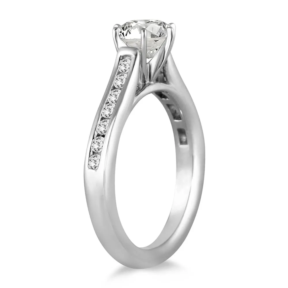 AGS Certified 1 Carat TW Diamond Channel Engagement Ring in 14K White Gold (J-K Color, I2-I3 Clarity) sold by Zulily product image thumbnail 2