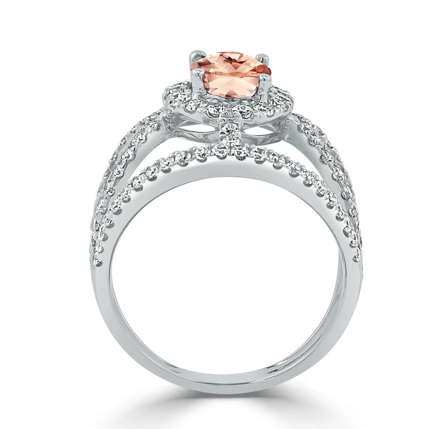 Auriya Modern 5/8ct Oval-cut Morganite and Diamond Ring 1ctw 18K Gold sold by Zulily product image thumbnail 4