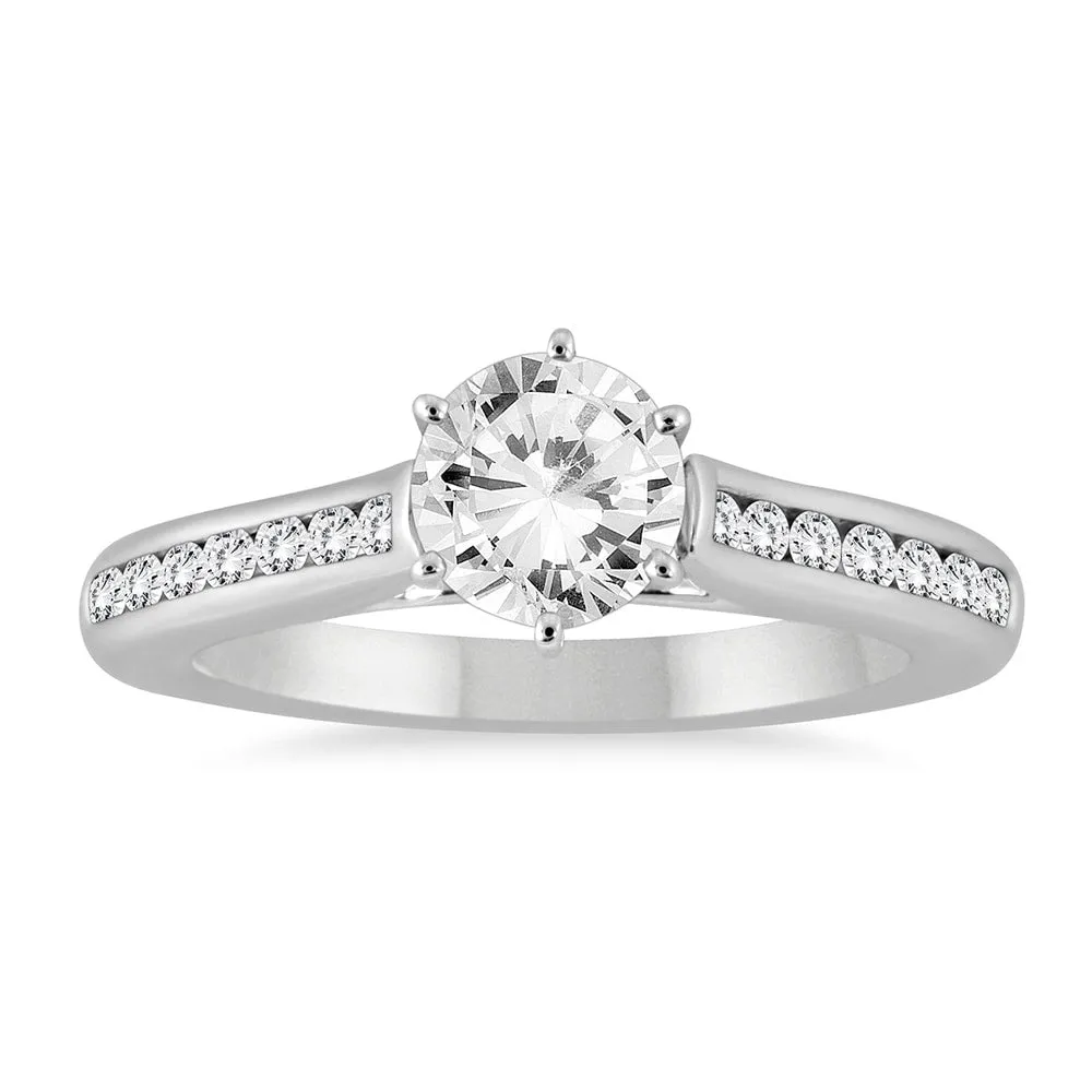 AGS Certified 1 Carat TW Diamond Channel Engagement Ring in 14K White Gold (J-K Color, I2-I3 Clarity) sold by Zulily