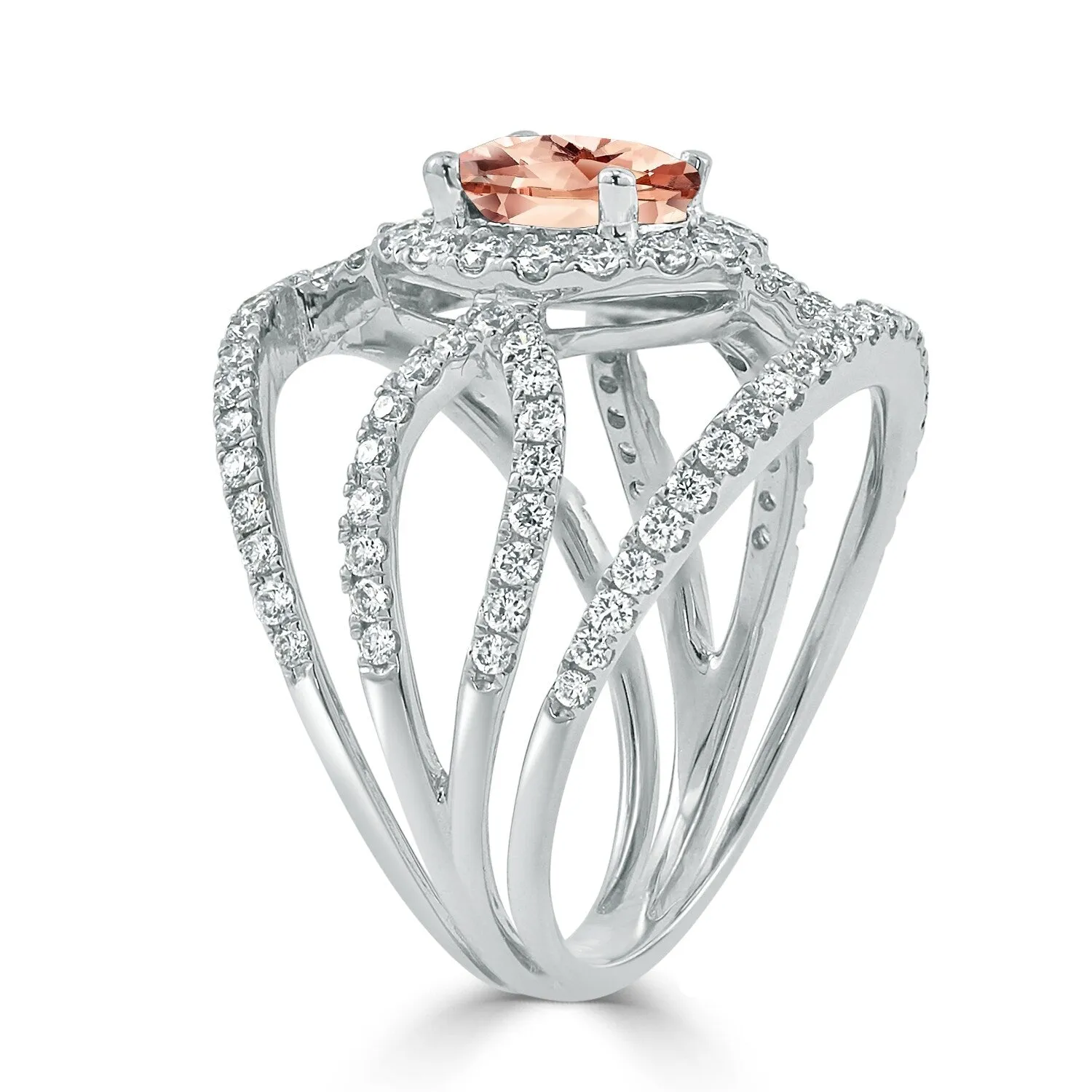 Auriya Modern 5/8ct Oval-cut Morganite and Diamond Ring 1ctw 18K Gold sold by Zulily product image thumbnail 3
