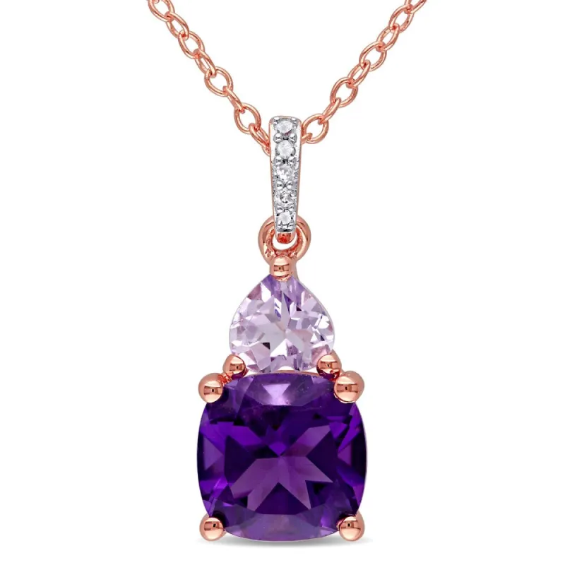Miadora Rose Plated Silver Multi-gemstone and Diamond Accent Necklace - Purple sold by Zulily