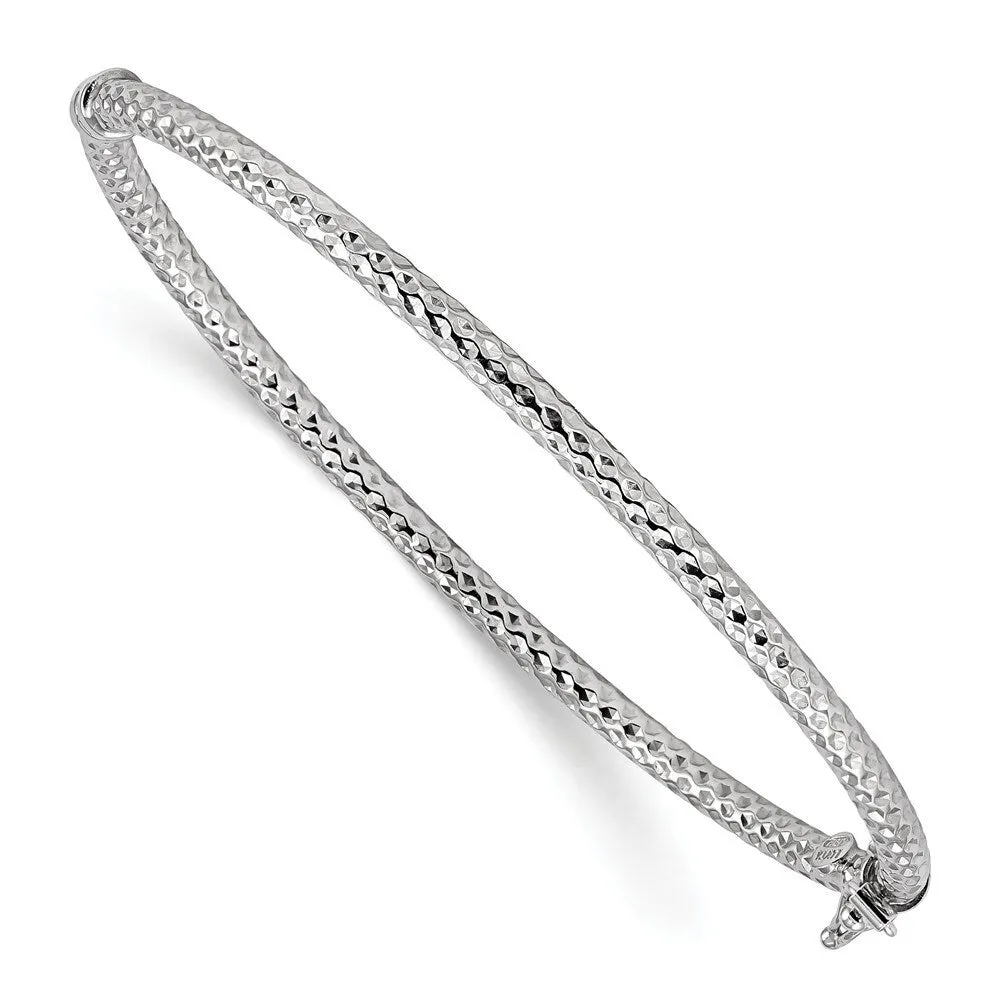 Curata 925 Sterling Silver 7" 3mm Rhodium Heavy Textured Hinged Bangle Bracelet sold by Zulily