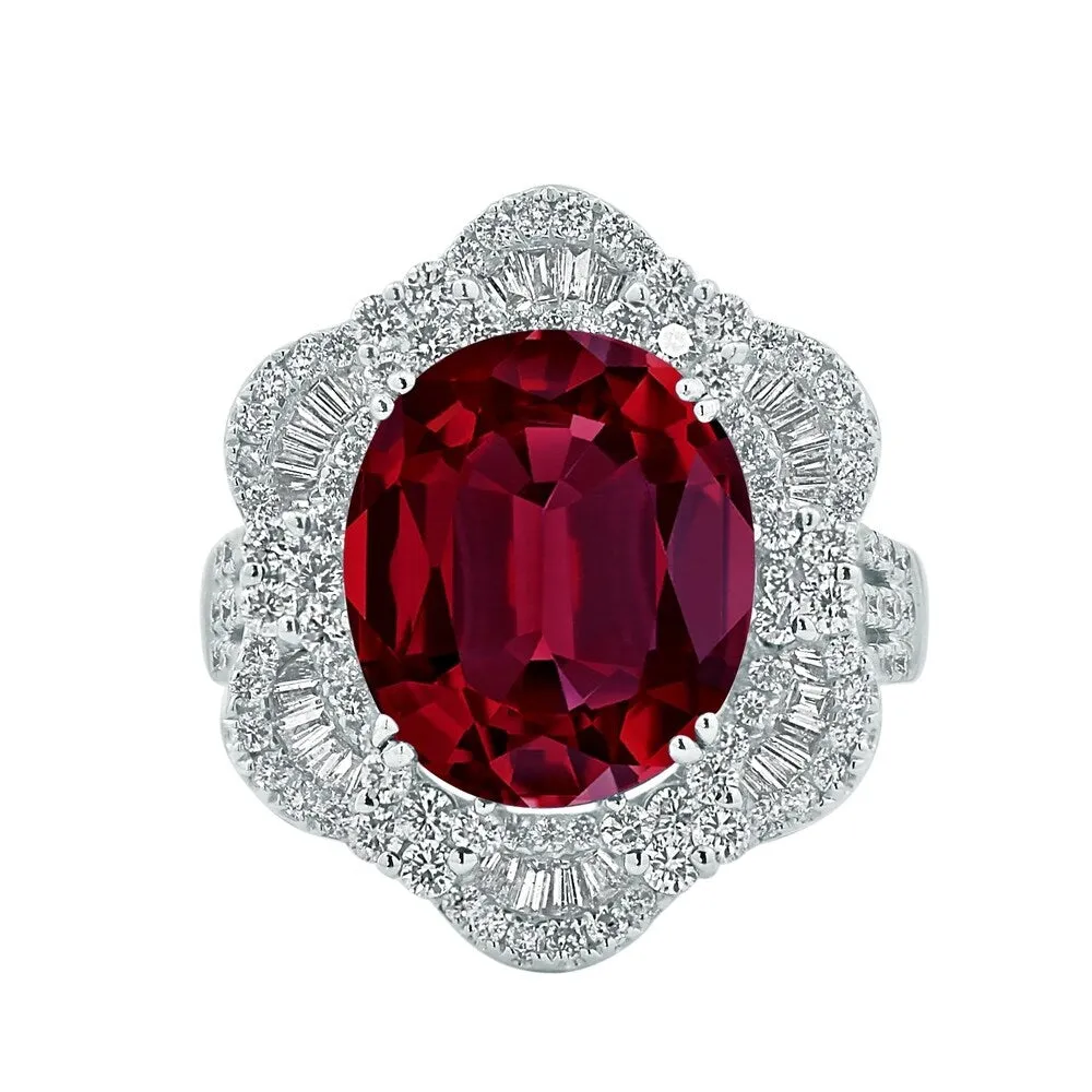 Auriya 8 1/3ct Oval-cut Red Ruby Halo Diamond Ring 1 1/4ctw 18K Gold sold by Zulily product image thumbnail 2