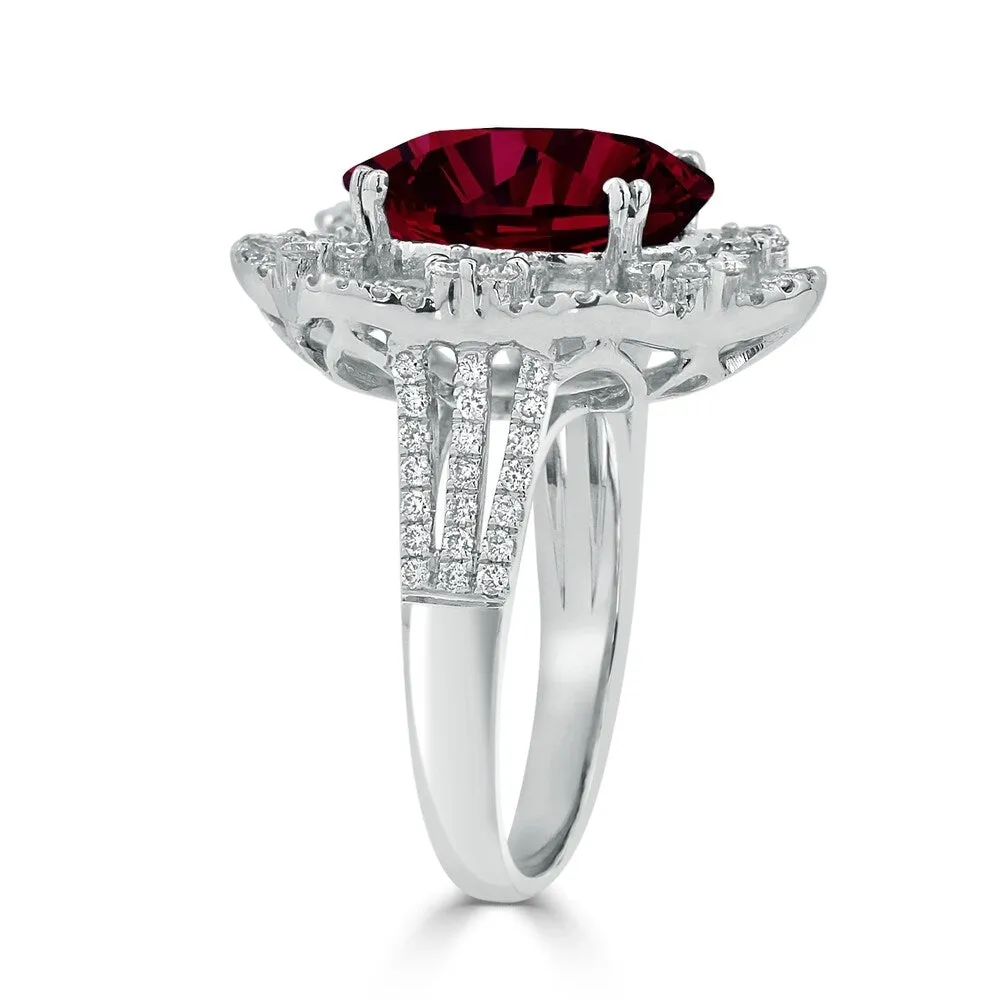 Auriya 8 1/3ct Oval-cut Red Ruby Halo Diamond Ring 1 1/4ctw 18K Gold sold by Zulily product image thumbnail 3