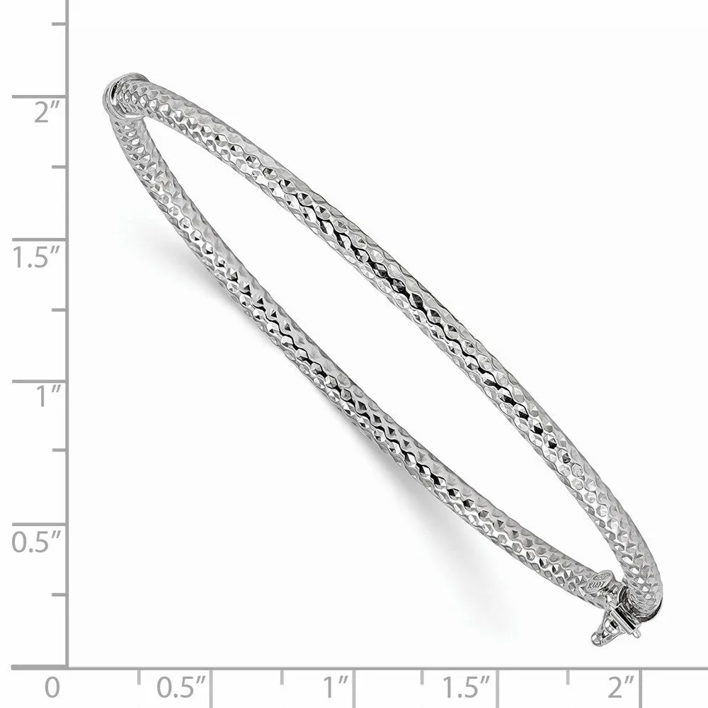Curata 925 Sterling Silver 7" 3mm Rhodium Heavy Textured Hinged Bangle Bracelet sold by Zulily product image thumbnail 2
