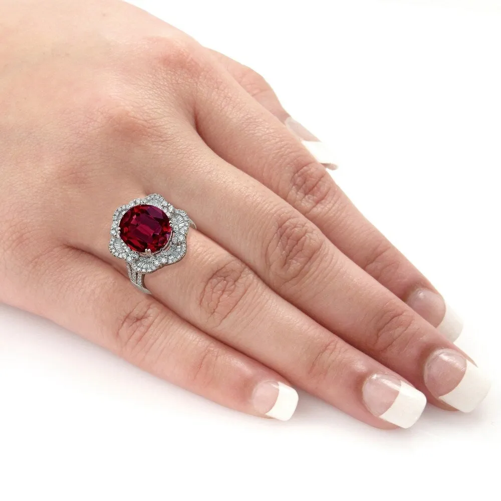 Auriya 8 1/3ct Oval-cut Red Ruby Halo Diamond Ring 1 1/4ctw 18K Gold sold by Zulily product image thumbnail 5