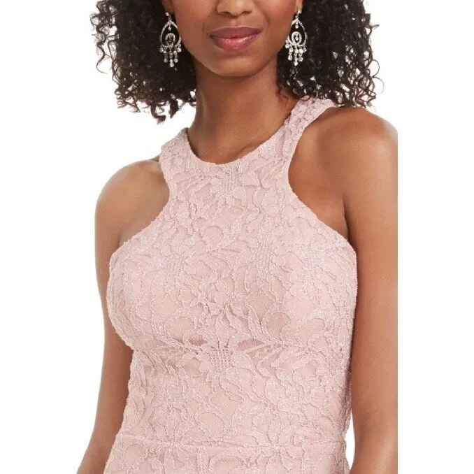 City Studios Junior's Glitter Lace Bodycon Dress Pink Size 5 sold by Zulily product image thumbnail 3