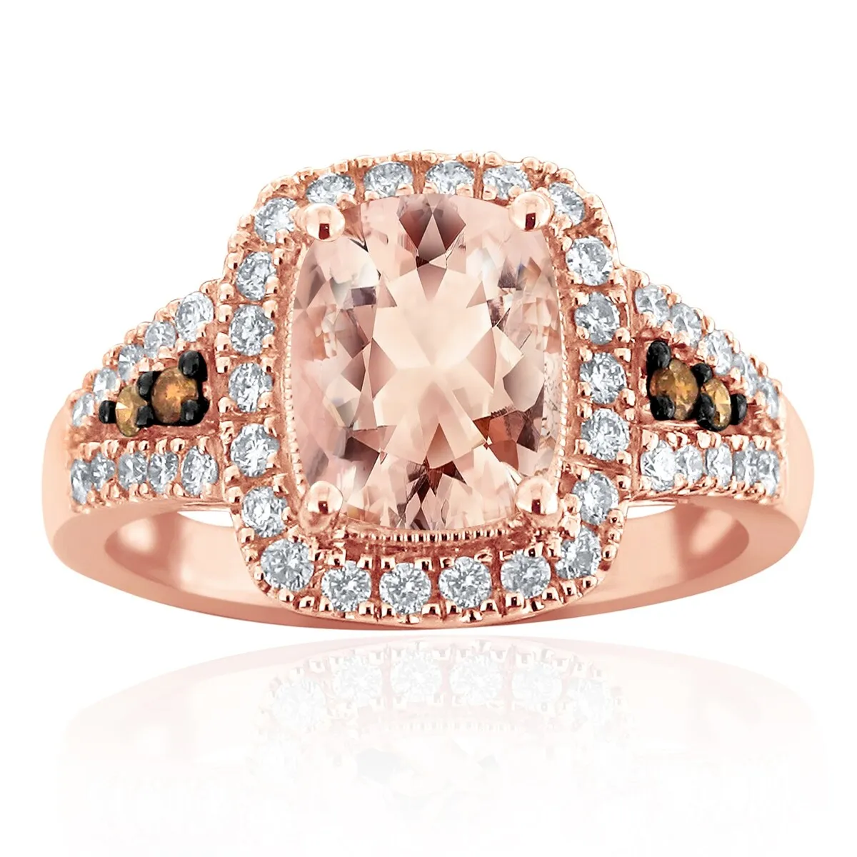Auriya 10k Two-Tone Rose Gold 2ct Cushion-Cut Morganite and 1/2ct Halo Diamond Engagement Ring sold by Zulily product image thumbnail 2