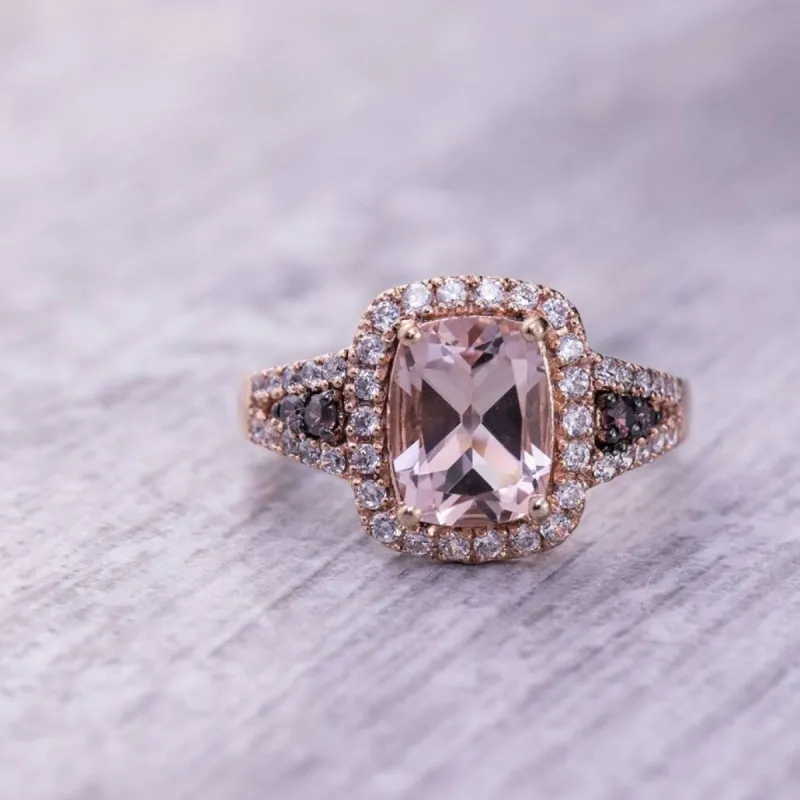 Auriya 10k Two-Tone Rose Gold 2ct Cushion-Cut Morganite and 1/2ct Halo Diamond Engagement Ring sold by Zulily