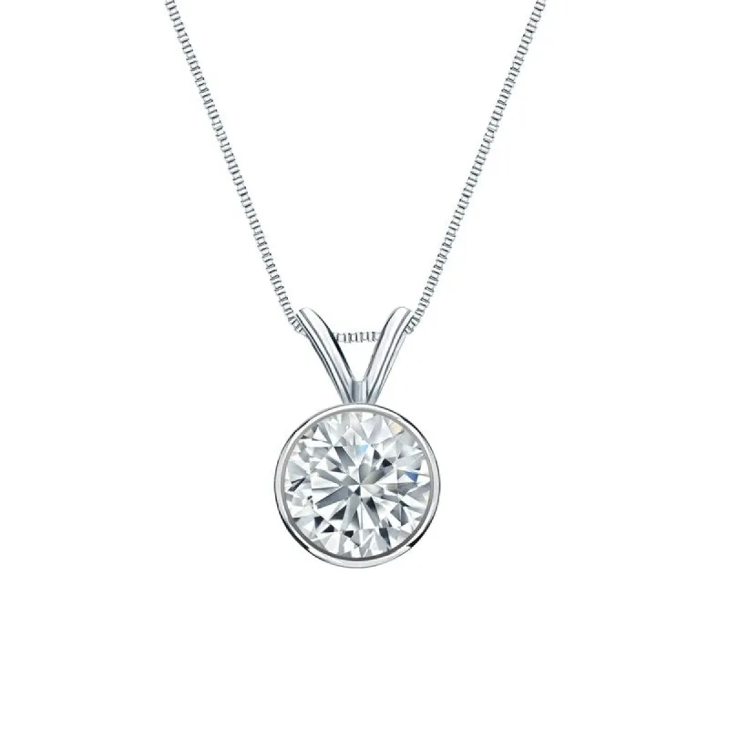 Auriya 14-karat Gold 0.75ctw Round Solitaire Lab Grown Diamond Necklace Bezel (H-I VS) - 0.75 sold by Zulily