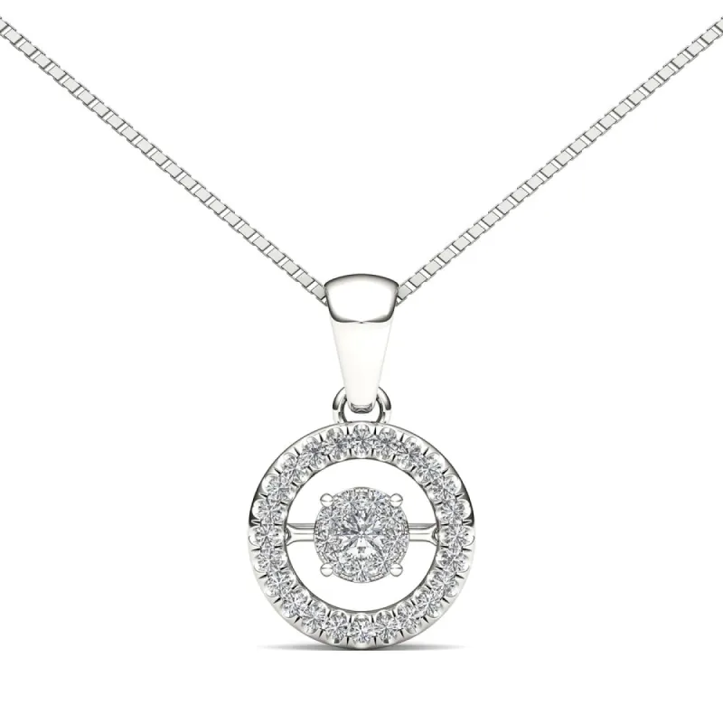 De Couer 10k White Gold 1/6ct TDW Diamond Heart Beat Fashion Necklace - White H-I sold by Zulily