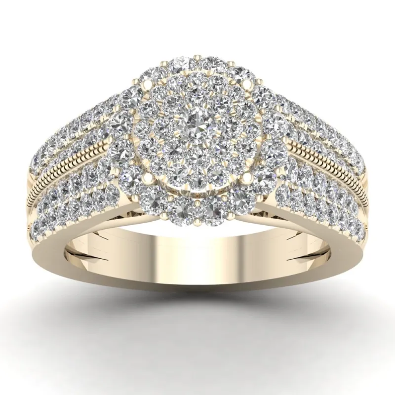 De Couer 1 3/8ct TDW Diamond Cluster Engagement Ring - Yellow sold by Zulily