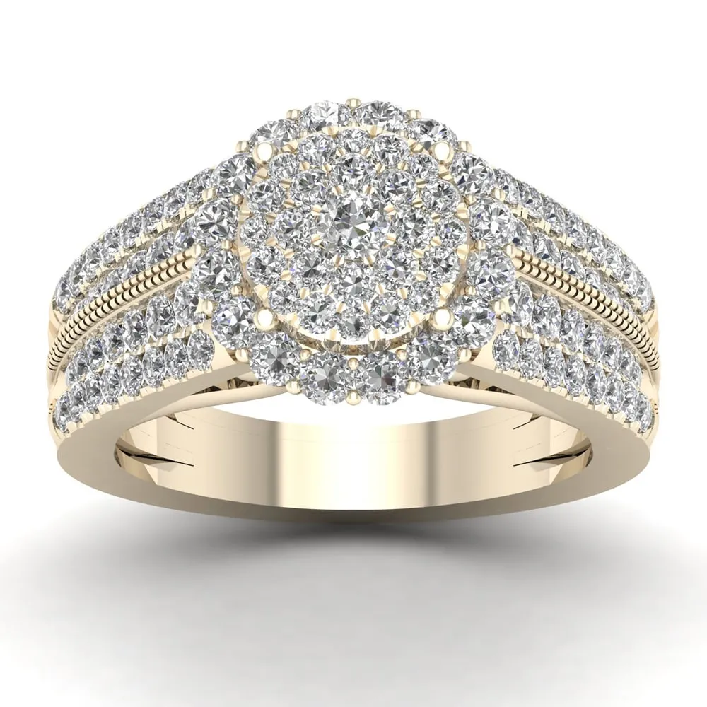 De Couer 1 3/8ct TDW Diamond Cluster Engagement Ring - Yellow sold by Zulily