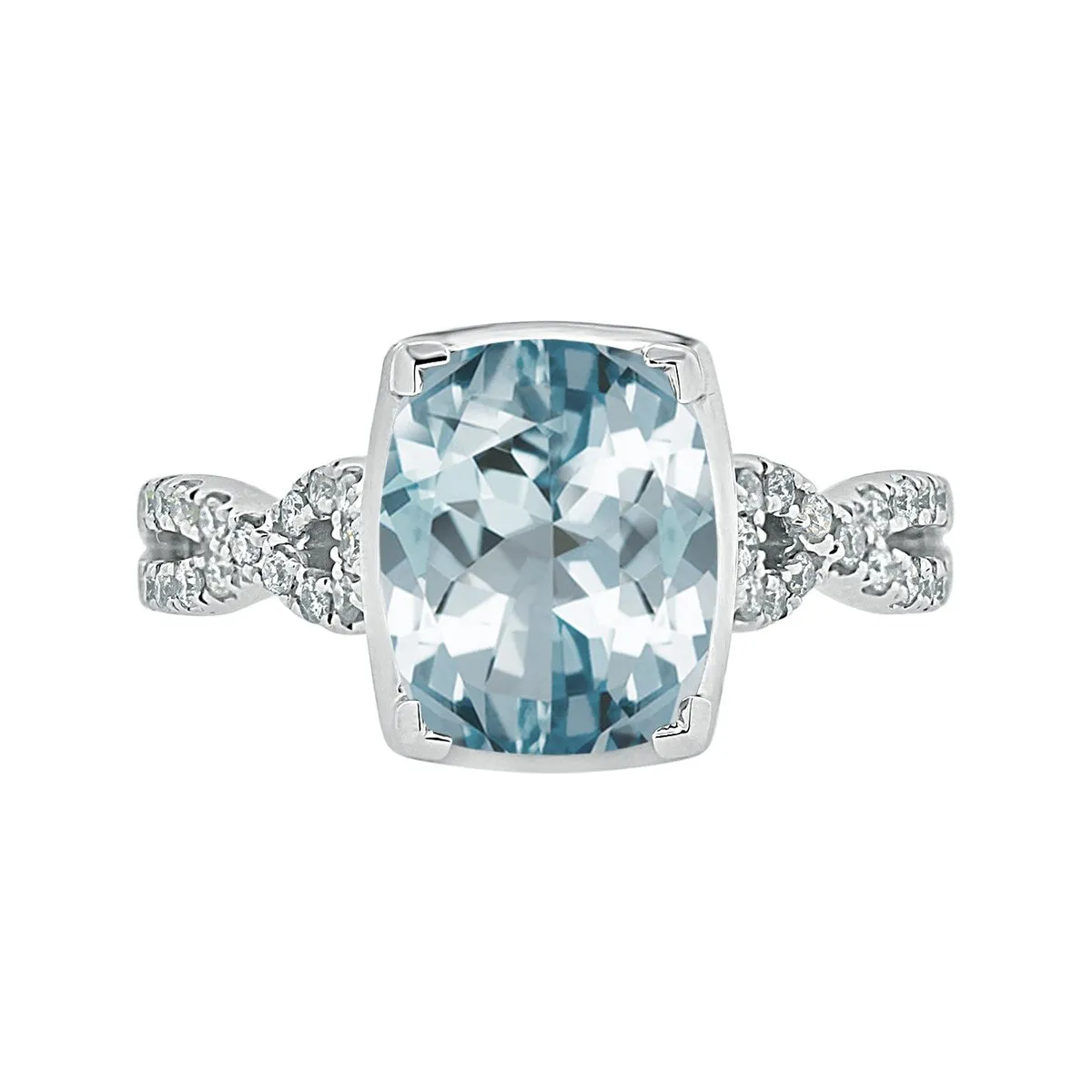 Auriya 2 1/3ct Cushion-cut Aquamarine and Diamond Engagement Ring 1/5ctw 14kt Gold sold by Zulily product image thumbnail 2