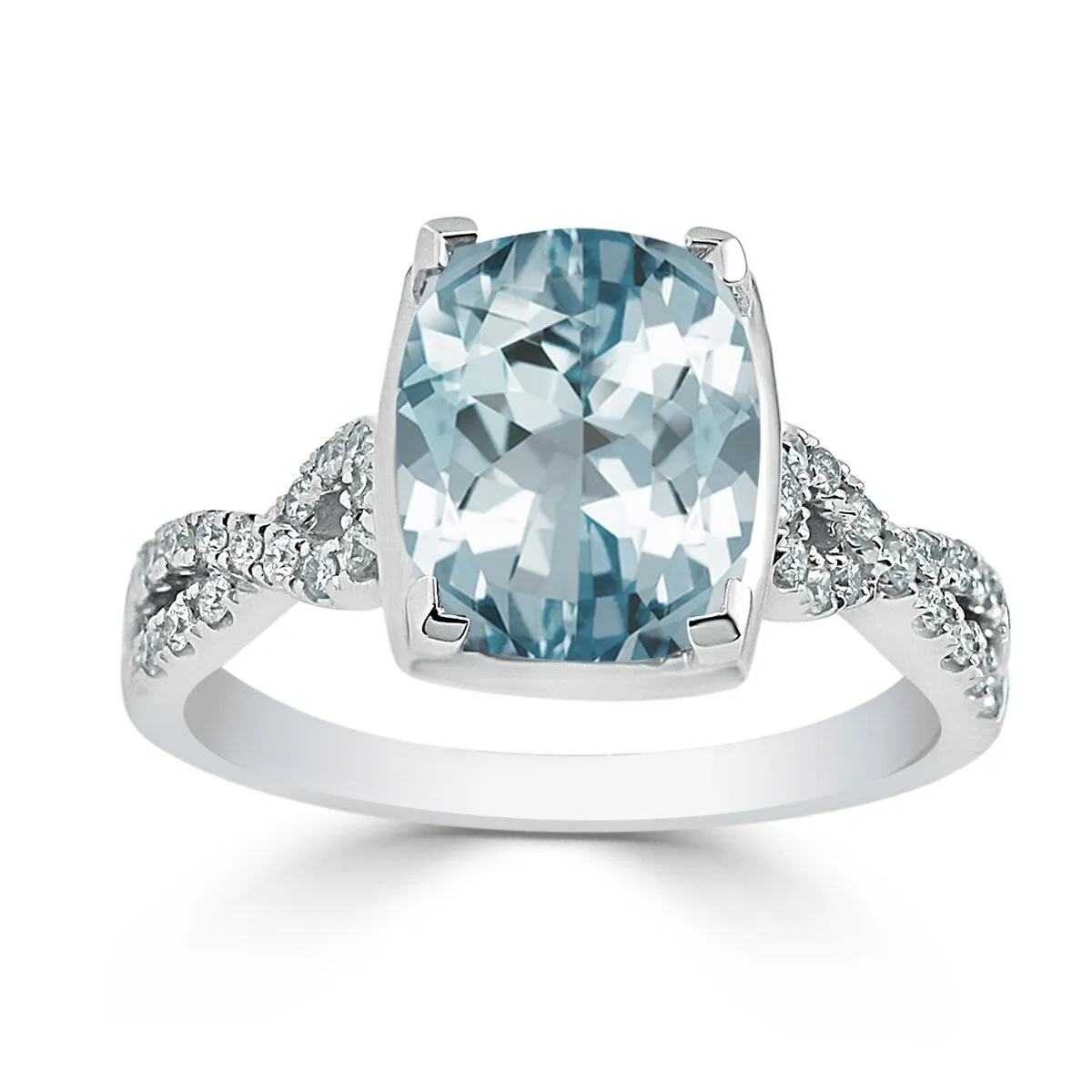 Auriya 2 1/3ct Cushion-cut Aquamarine and Diamond Engagement Ring 1/5ctw 14kt Gold sold by Zulily product image thumbnail 3
